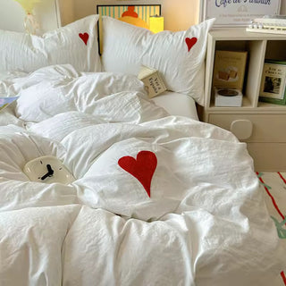 White Heart Coquette Bedding Set