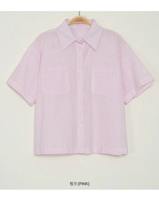 Summer Loose Fit Striped Short-Sleeve Shirt