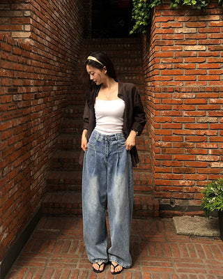 Daily Cover One-Pleat Denim Pants
