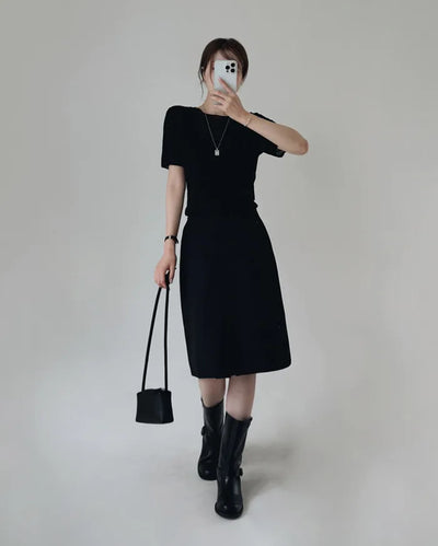 Front pleated midi skirt