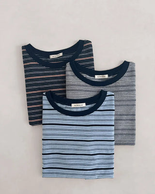 Classic striped short-sleeved sweatshirt