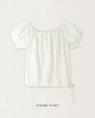 Striped Border Short-Sleeve Blouse