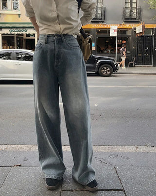 Real wide-leg denim pants