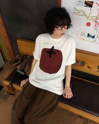 Over 3,000 units sold! Tomato print oversized short-sleeved T-shirt