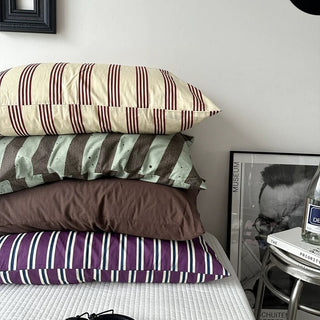 Retro Striped Cotton Pillowcase