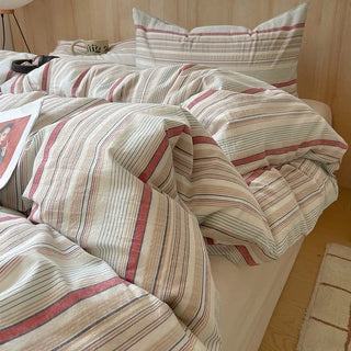 Vintage Cream Striped Duvet Cover Set