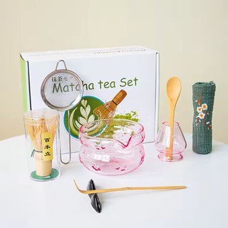 Pink and Purple Glass Matcha Set