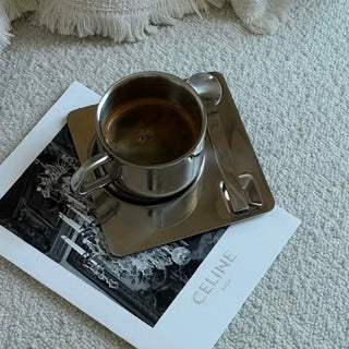 Minimalist Stainless Steel Coffee Cup Set