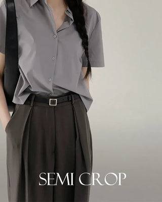 Semi-cropped short-sleeved shirt - 5 colors