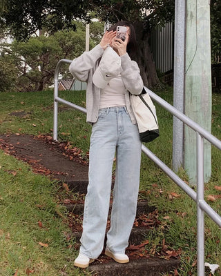 (basic/long) Wide Light Denim Pants - 4 sizes