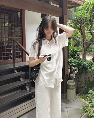 Silky 2-Pocket Blouse Shirt - 4 Colors