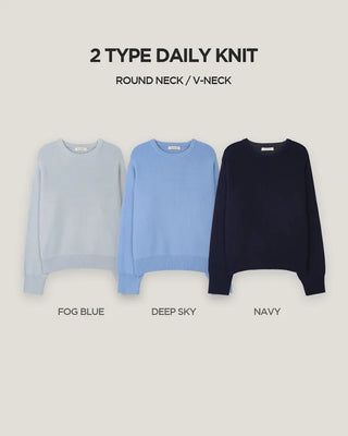 (round neck/v-neck) Soft round knit - 9 colors