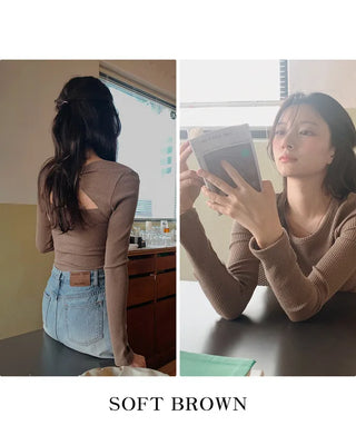 Back Point Slit Slim T-Shirt
