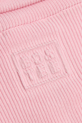 Ribbed Knit Zip-Up Cropped Sweatshirt in Pale Pink