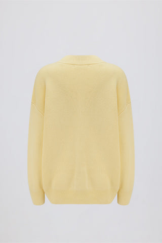 Ribbed Knit Oversized Jumper in Lemon