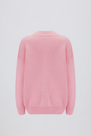 Ribbed Knit Oversized Jumper in Pale Pink
