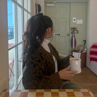 Leopard print oversized cardigan