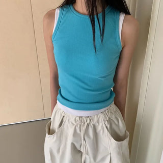 Colored ribbed basic tank top, spandex mango tank top, summer sleeveless t-shirt