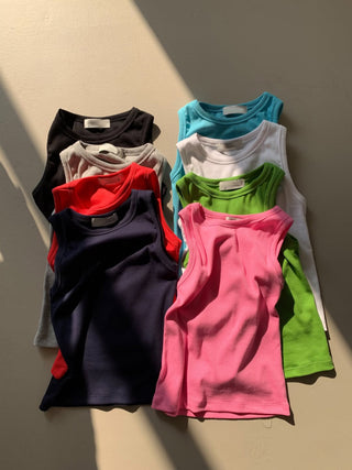 Colored ribbed basic tank top, spandex mango tank top, summer sleeveless t-shirt