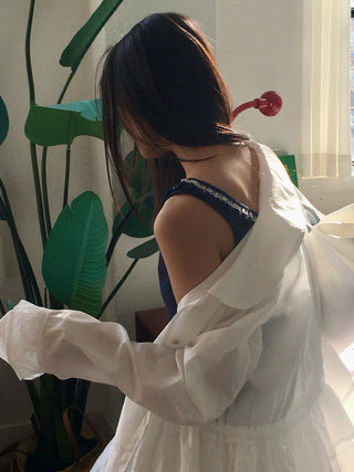 Frill Lace Deep V-Neck Sleeveless Spandex T-Shirt