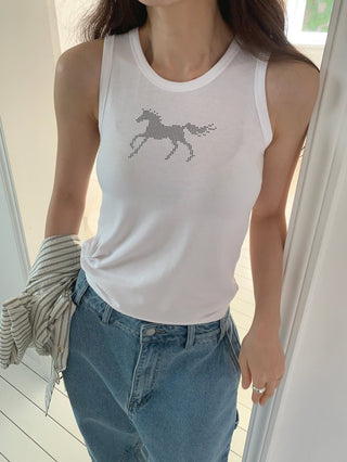 Horse graphic sleeveless t-shirt horse print tank top
