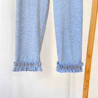 Frilled 3/4 ribbed leggings, biker pants, capri pants
