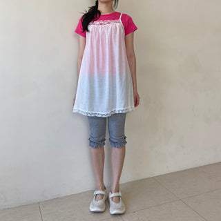 Frilled 3/4 ribbed leggings, biker pants, capri pants