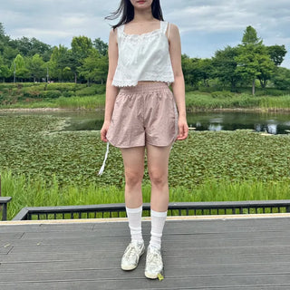 Lace Track Shorts Nylon Line Shorts