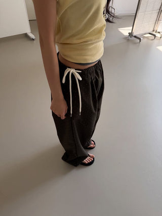 Pintuck side ribbon polka dot pants small polka dot jogger pants
