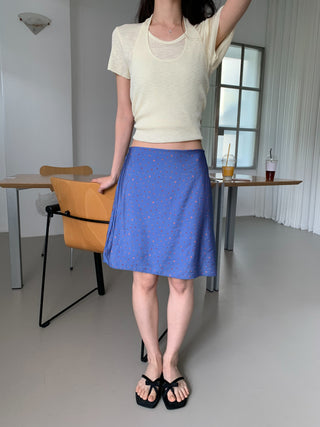 Chiffon floral miniskirt, small flower skirt