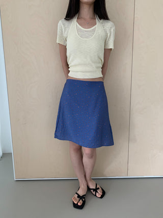 Chiffon floral miniskirt, small flower skirt