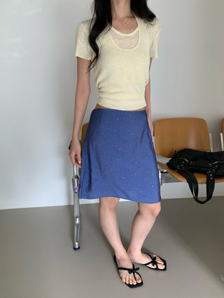 Chiffon floral miniskirt, small flower skirt