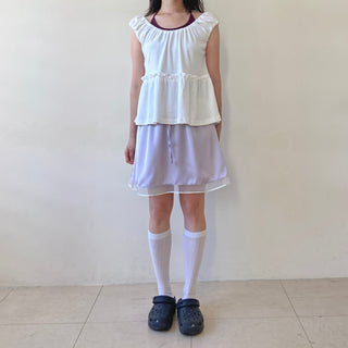 Satin flare mini skirt layered skirt