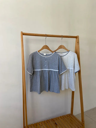 Lace Shirred Boxy T-shirt