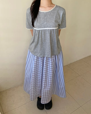 Lace Shirred Boxy T-shirt
