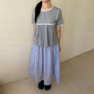 Lace Shirred Boxy T-shirt