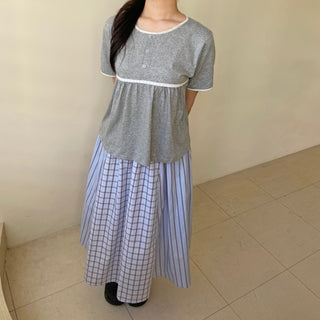 Lace Shirred Boxy T-shirt
