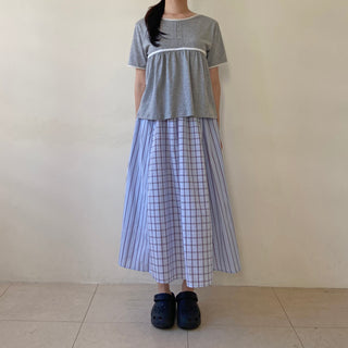 Lace Shirred Boxy T-shirt