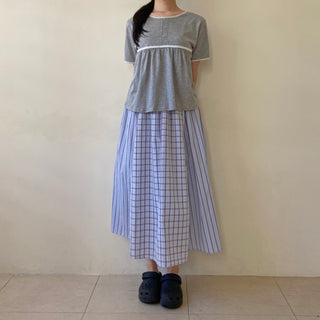 Lace Shirred Boxy T-shirt