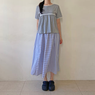 Lace Shirred Boxy T-shirt