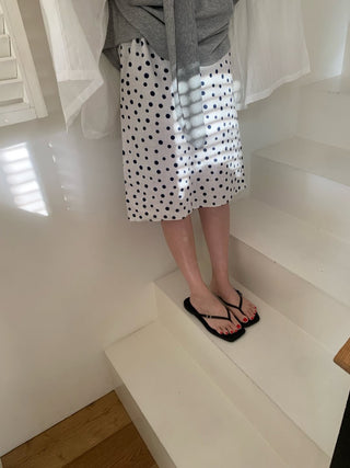 Linen polka dot midi skirt string polka dot skirt