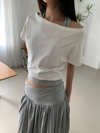 Striped Halter Sleeveless Off-shoulder Top Vacation Look