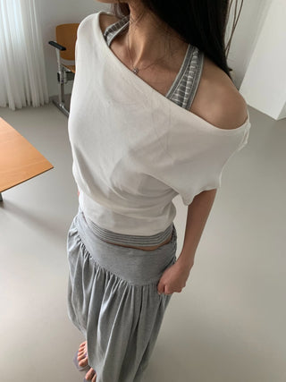 Striped Halter Sleeveless Off-shoulder Top Vacation Look