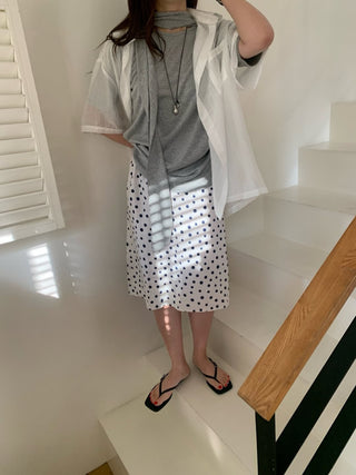 See-through oversized pocket short-sleeve shirt, rainy season look, summer shirt