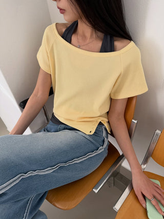Waffle Off-Shoulder Layered Halter Sleeveless Top Summer Vacation Look