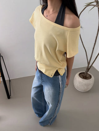Waffle Off-Shoulder Layered Halter Sleeveless Top Summer Vacation Look