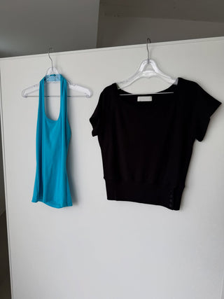 Waffle Off-Shoulder Layered Halter Sleeveless Top Summer Vacation Look