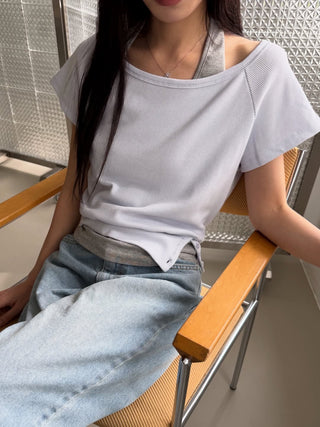 Waffle Off-Shoulder Layered Halter Sleeveless Top Summer Vacation Look