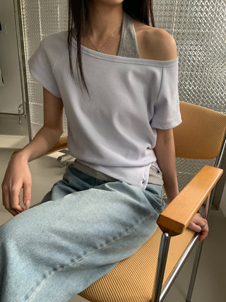 Waffle Off-Shoulder Layered Halter Sleeveless Top Summer Vacation Look