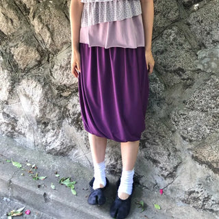 Draped balloon midi skirt Tencel Aladdin skirt elastic waistband skirt